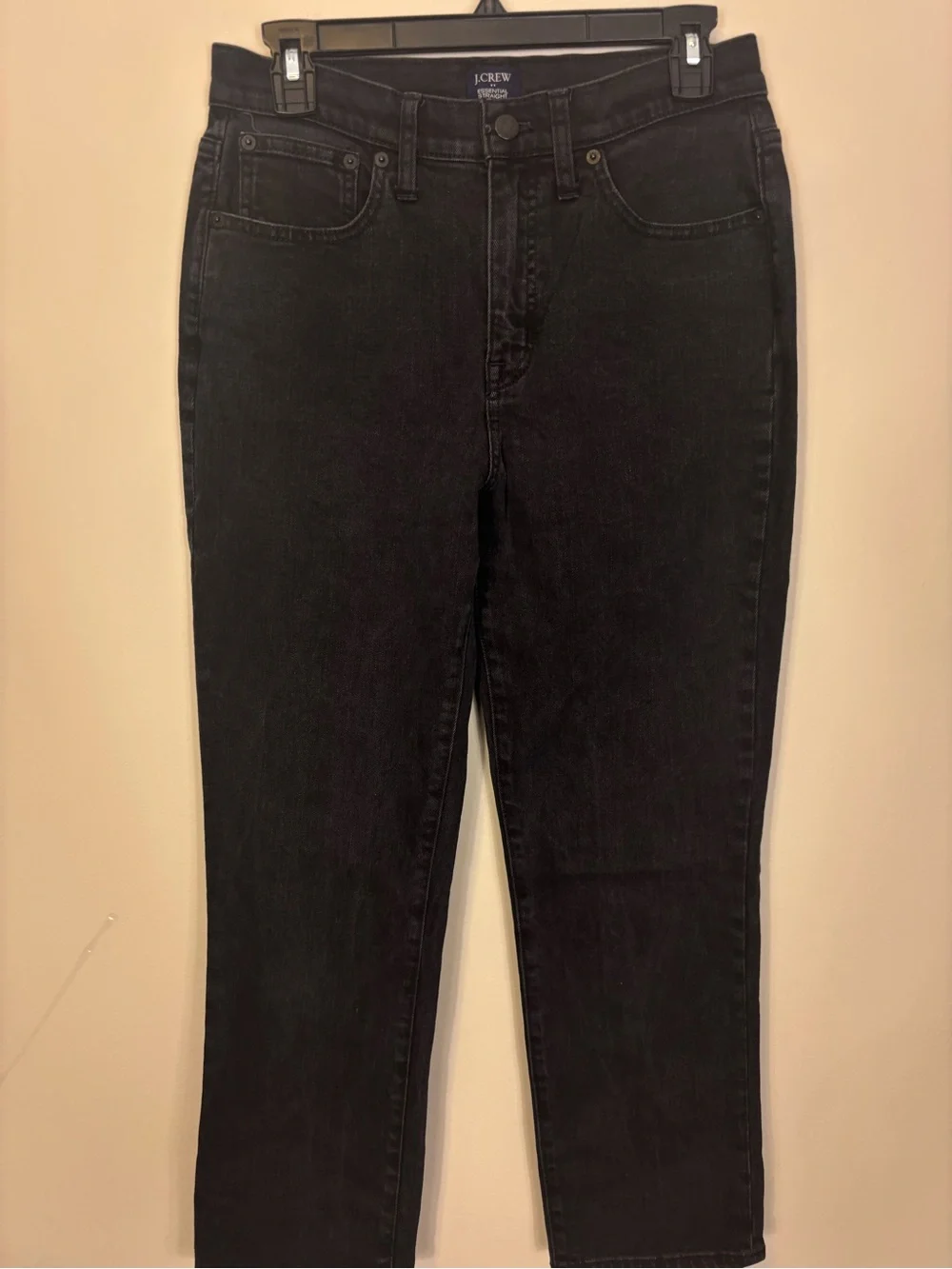 J. Crew Black High-Rise Essential Straight Leg Jeans 28